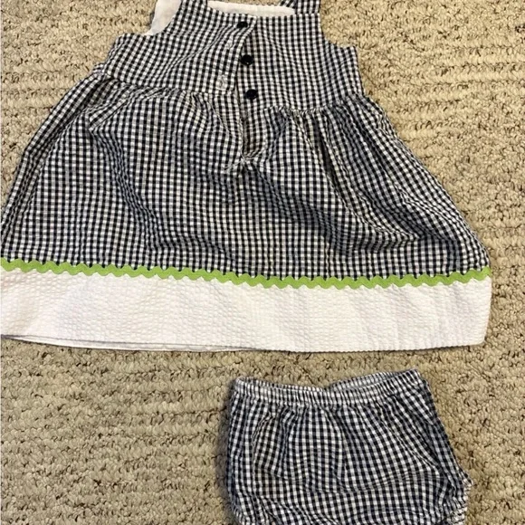 Rare Editions Black and White Gingham Diaper Cover Set - Picture 2 of 3